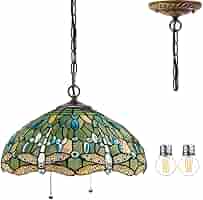 WERFACTORY Tiffany Pendant Light Fixture Sea Blue Stained